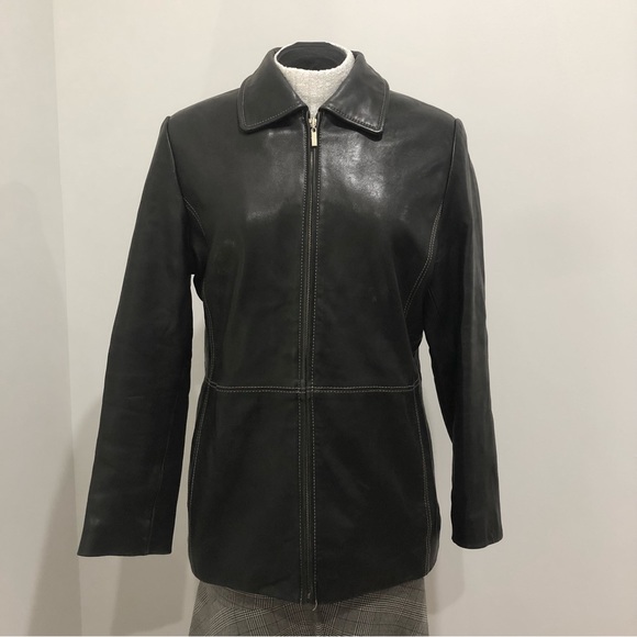 Black Leather Blazer Jacket Jessica Large - Picture 4 of 10